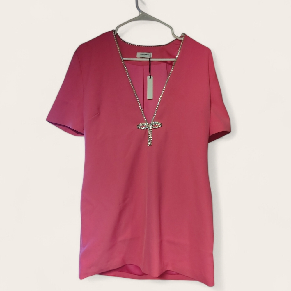 Rumored Pink Short Sleeve Midi Dress